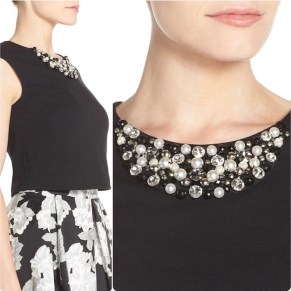 NEW! Eliza J Embellished Black Crop Top (Never Worn) - Picture 2 of 6